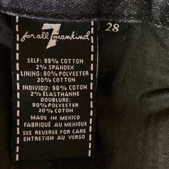 7 For All Mankind Black Washed High Waisted Frayed Hem Denim Jean Skirt Size 28 - Picture 4 of 4